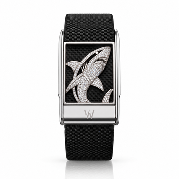 Great White Shark Diamond WHOOP 5.0 case set with moissanite – front view – Zius Jewels