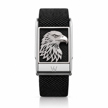 Bald Eagle Diamond WHOOP 5.0 case set with moissanite – front view – Zius Jewels