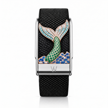 Mermaid Tail Diamond WHOOP 5.0 case set with moissanite – front view – Zius Jewels