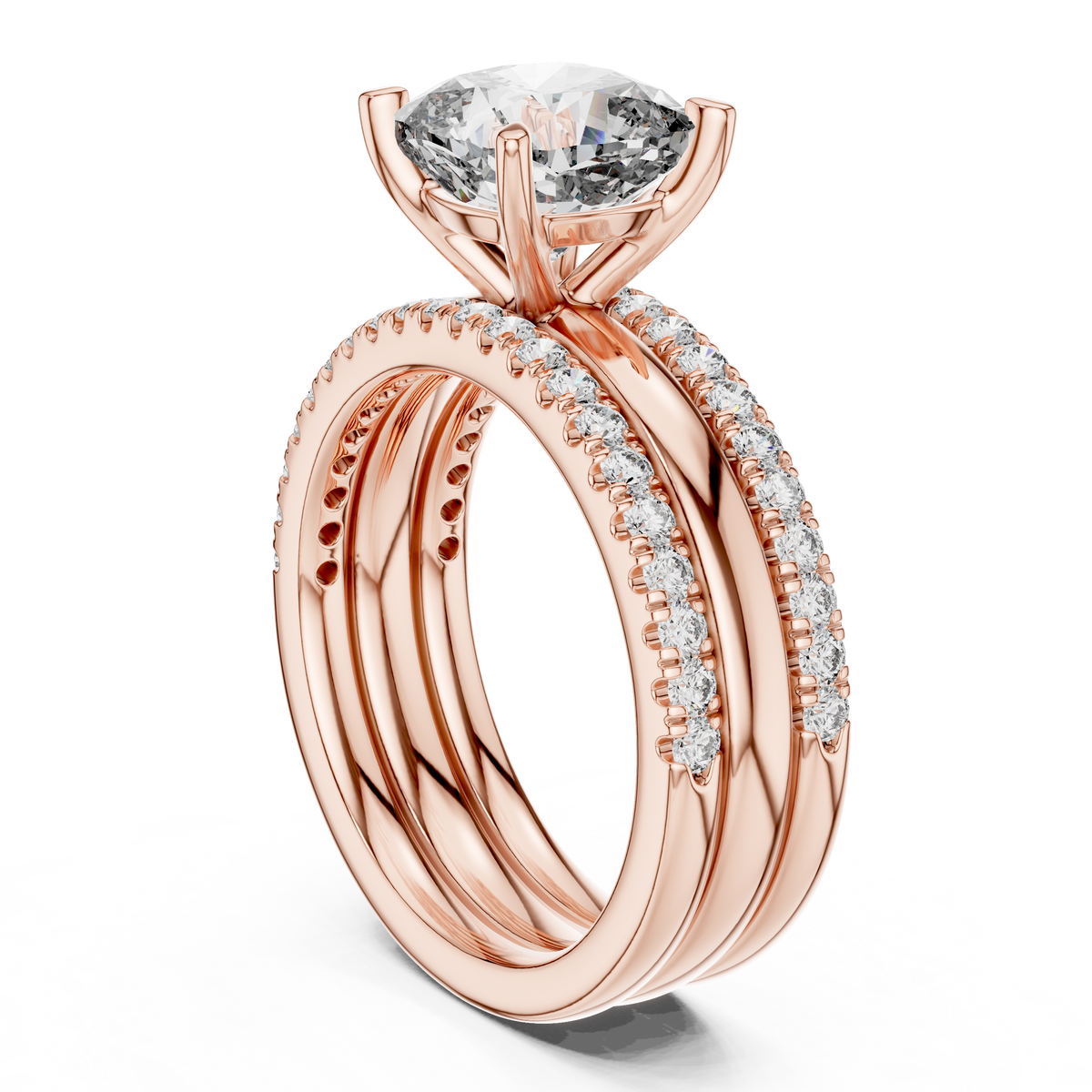 Cushion And Round Cut Brilliant Moissanite VVS1 Eternity Engagement Ring