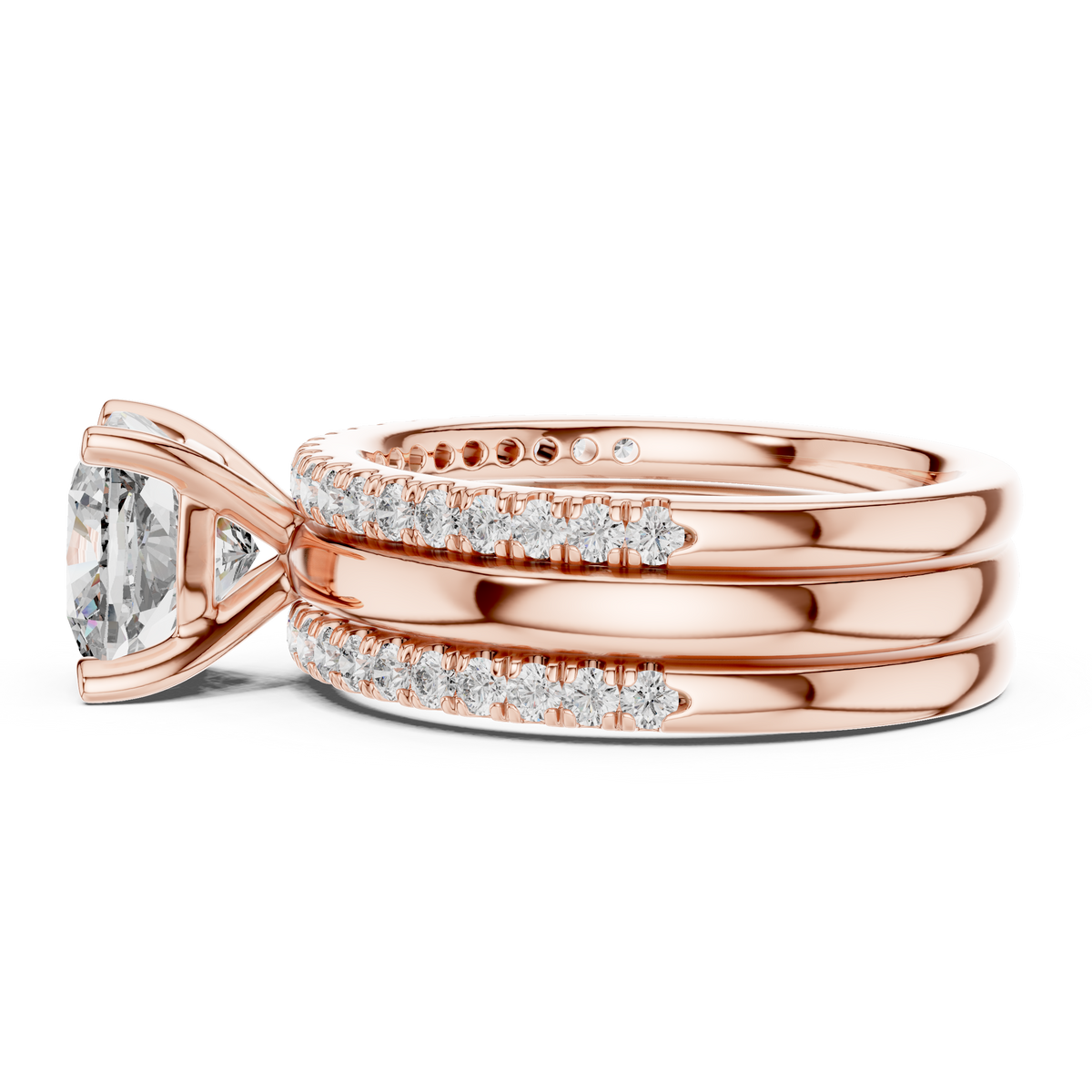 Cushion And Round Cut Brilliant Moissanite VVS1 Eternity Engagement Ring