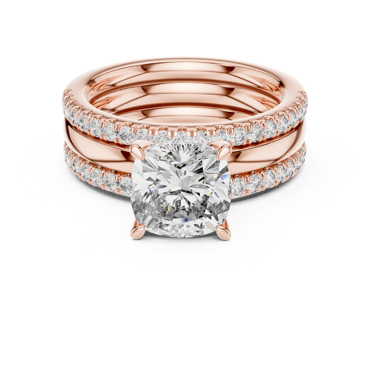 Cushion And Round Cut Brilliant Moissanite VVS1 Eternity Engagement Ring