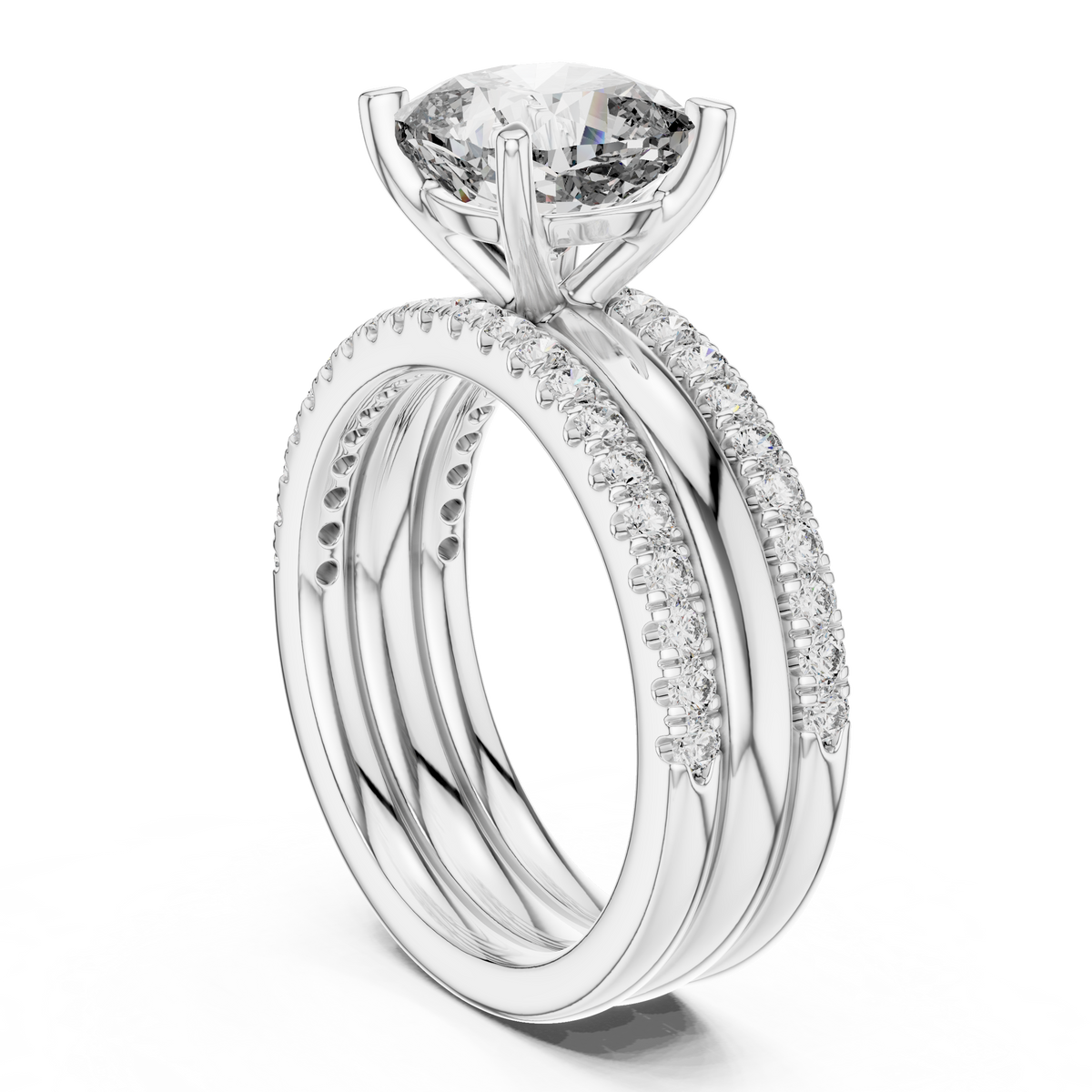 Cushion And Round Cut Brilliant Moissanite VVS1 Eternity Engagement Ring
