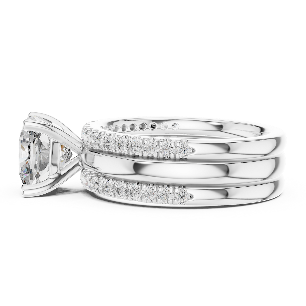 Cushion And Round Cut Brilliant Moissanite VVS1 Eternity Engagement Ring