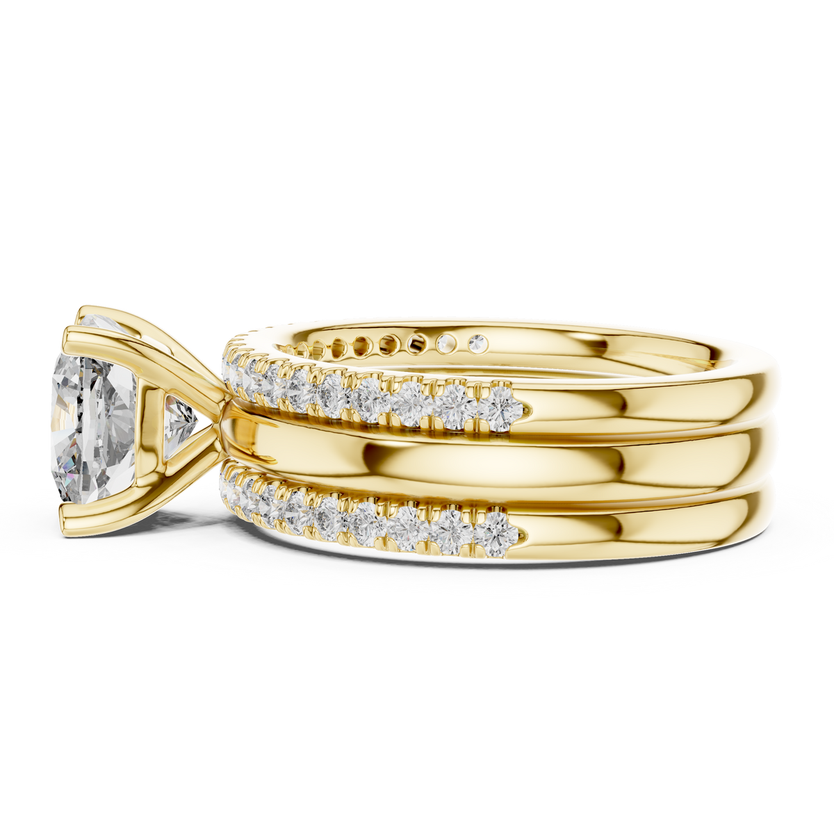 Cushion And Round Cut Brilliant Moissanite VVS1 Eternity Engagement Ring