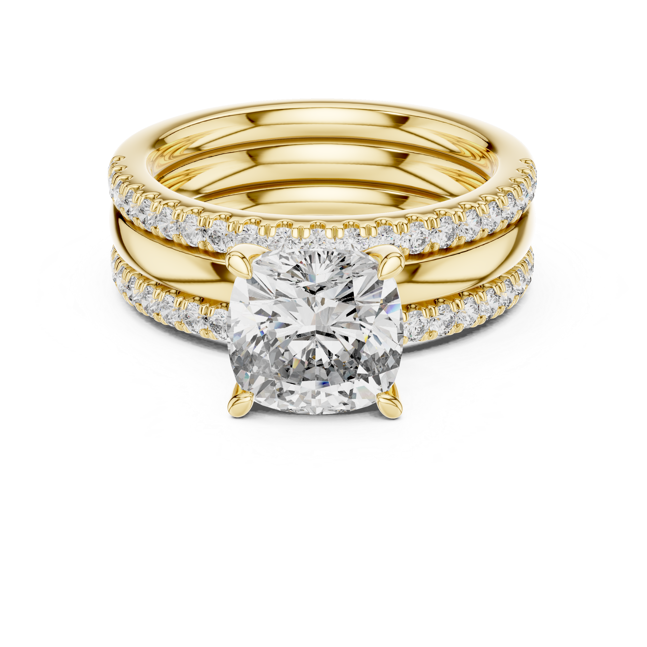 Cushion And Round Cut Brilliant Moissanite VVS1 Eternity Engagement Ring