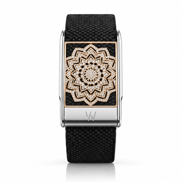 Gold Mandala Diamond WHOOP 5.0 case set with moissanite – front view – Zius Jewels