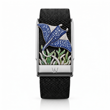 Sapphire Manta Ray Diamond WHOOP 5.0 case set with moissanite – front view – Zius Jewels