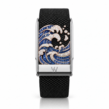 Great Wave Diamond WHOOP 5.0 case set with moissanite – front view – Zius Jewels