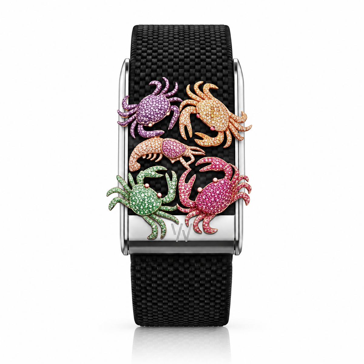 Colorful Crabs Diamond WHOOP 5.0 case set with moissanite – front view – Zius Jewels