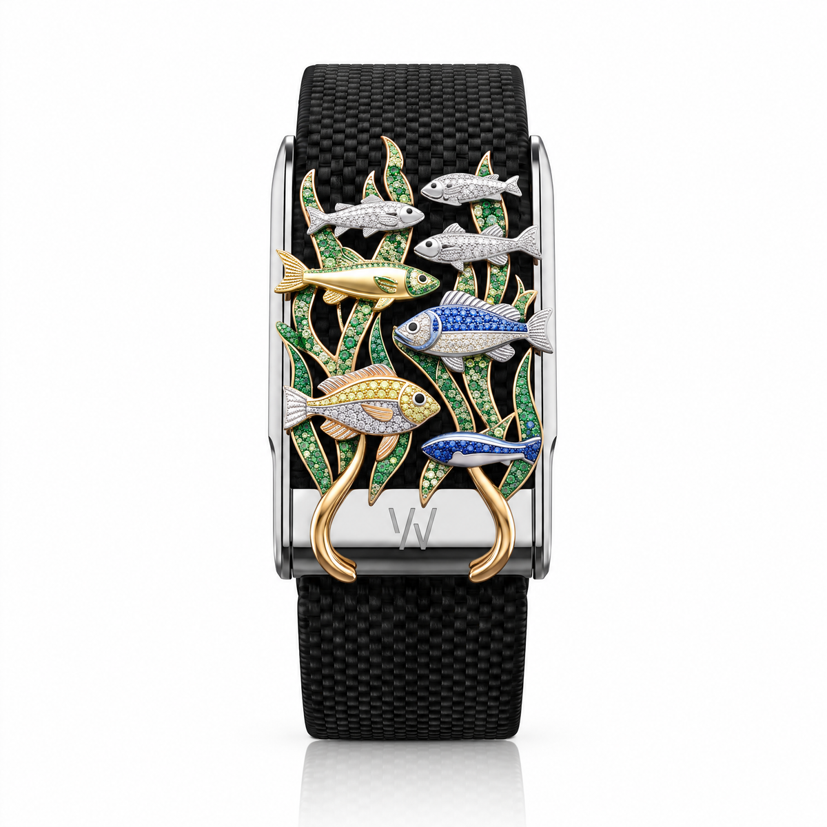 Tropical Fish Diamond WHOOP 5.0 case set with moissanite – front view – Zius Jewels