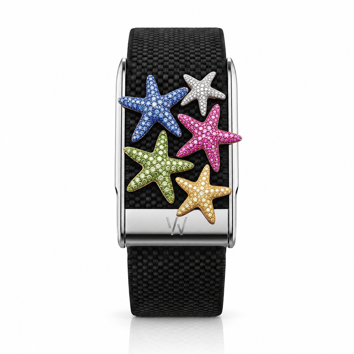 Colorful Starfish Diamond WHOOP 5.0 case set with moissanite – front view – Zius Jewels
