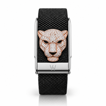 Diamond Panther Head WHOOP 5.0 case set with moissanite – front view – Zius Jewels