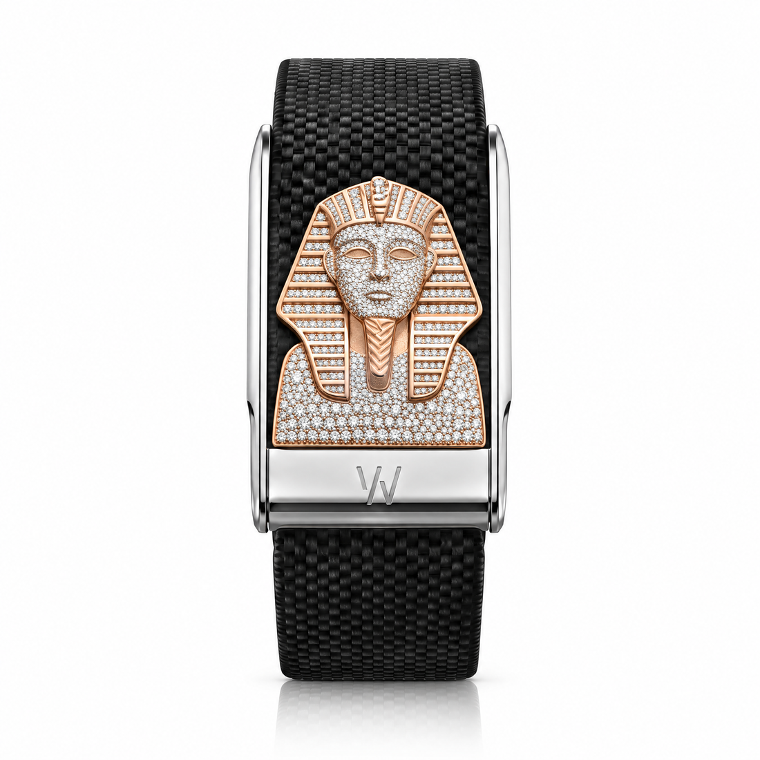 Golden Pharaoh Diamond WHOOP 5.0 case set with moissanite – front view – Zius Jewels