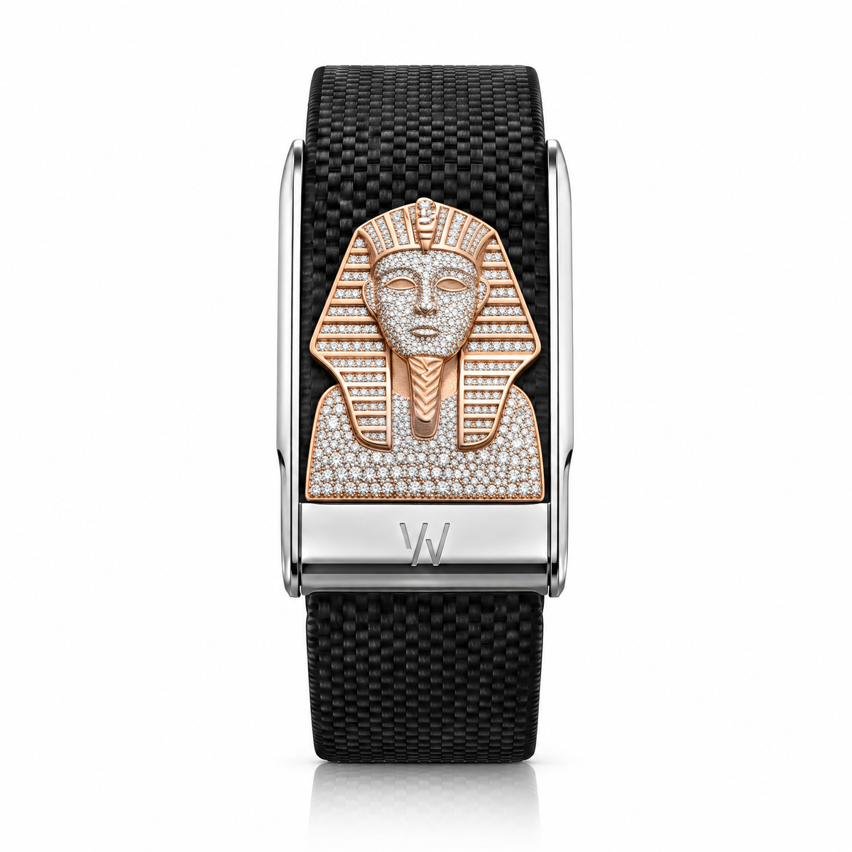 Golden Pharaoh Diamond WHOOP 5.0 case set with moissanite – front view – Zius Jewels