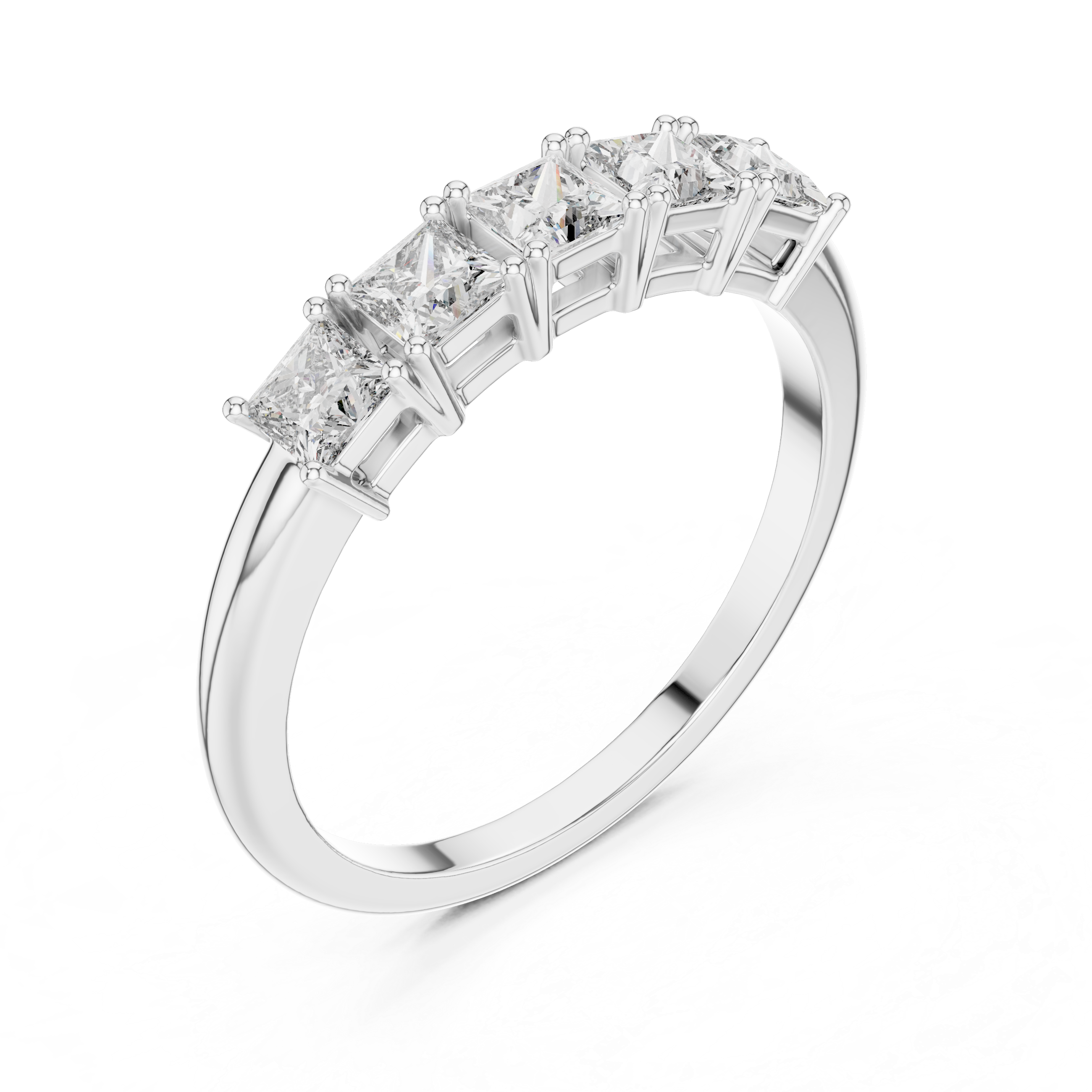 Princess Cut Brilliant Moissanite VVS1 Eternity Band