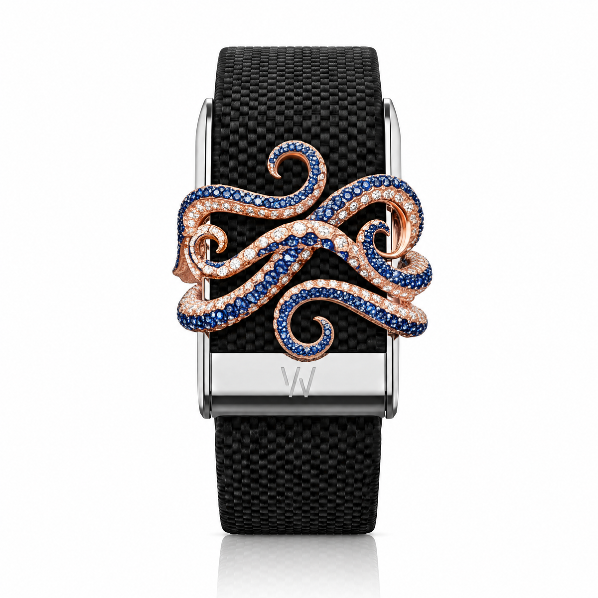 Sapphire Octopus Diamond WHOOP 5.0 case set with moissanite – front view – Zius Jewels