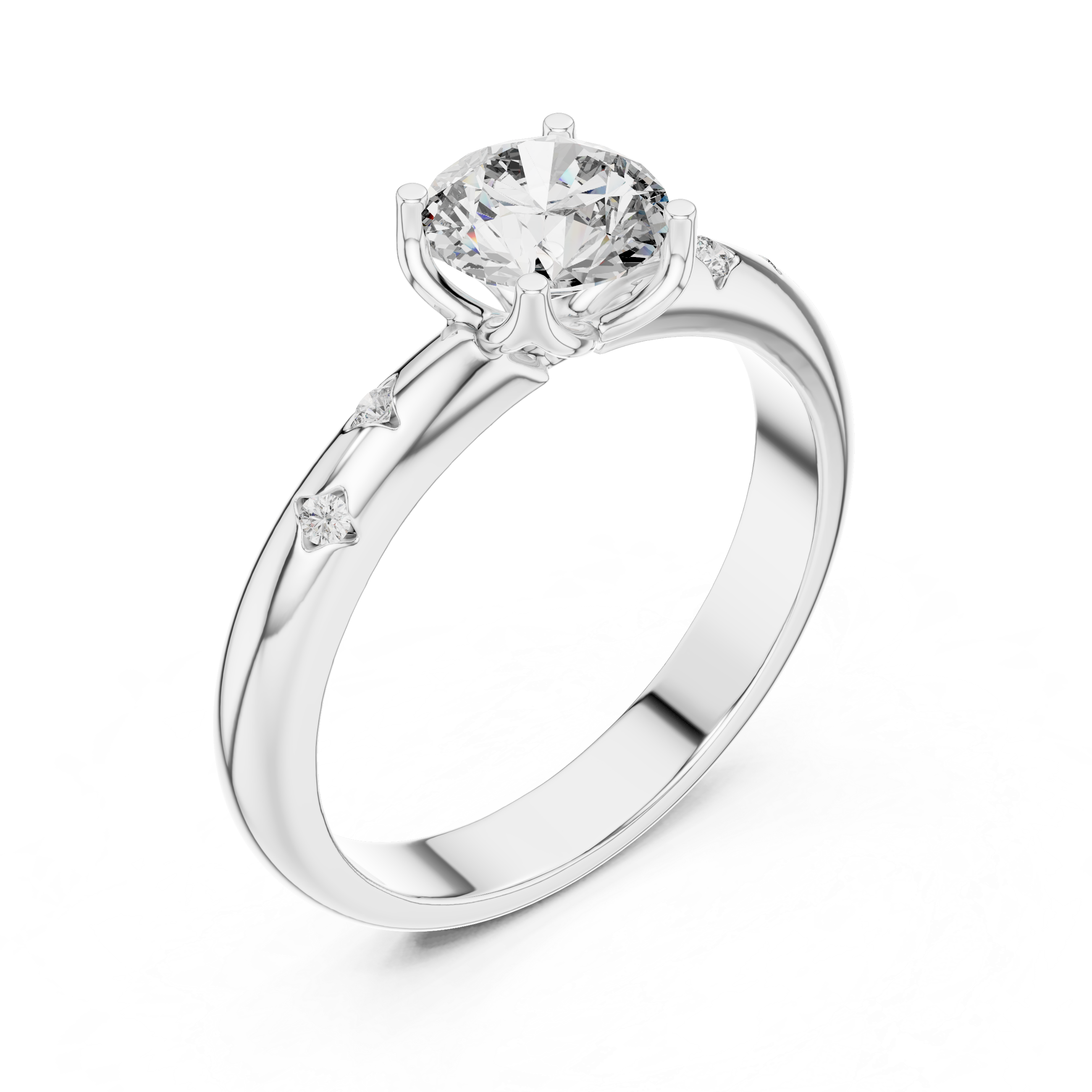 Round Cut Brilliant Moissanite VVS1 Eternity Engagement Ring