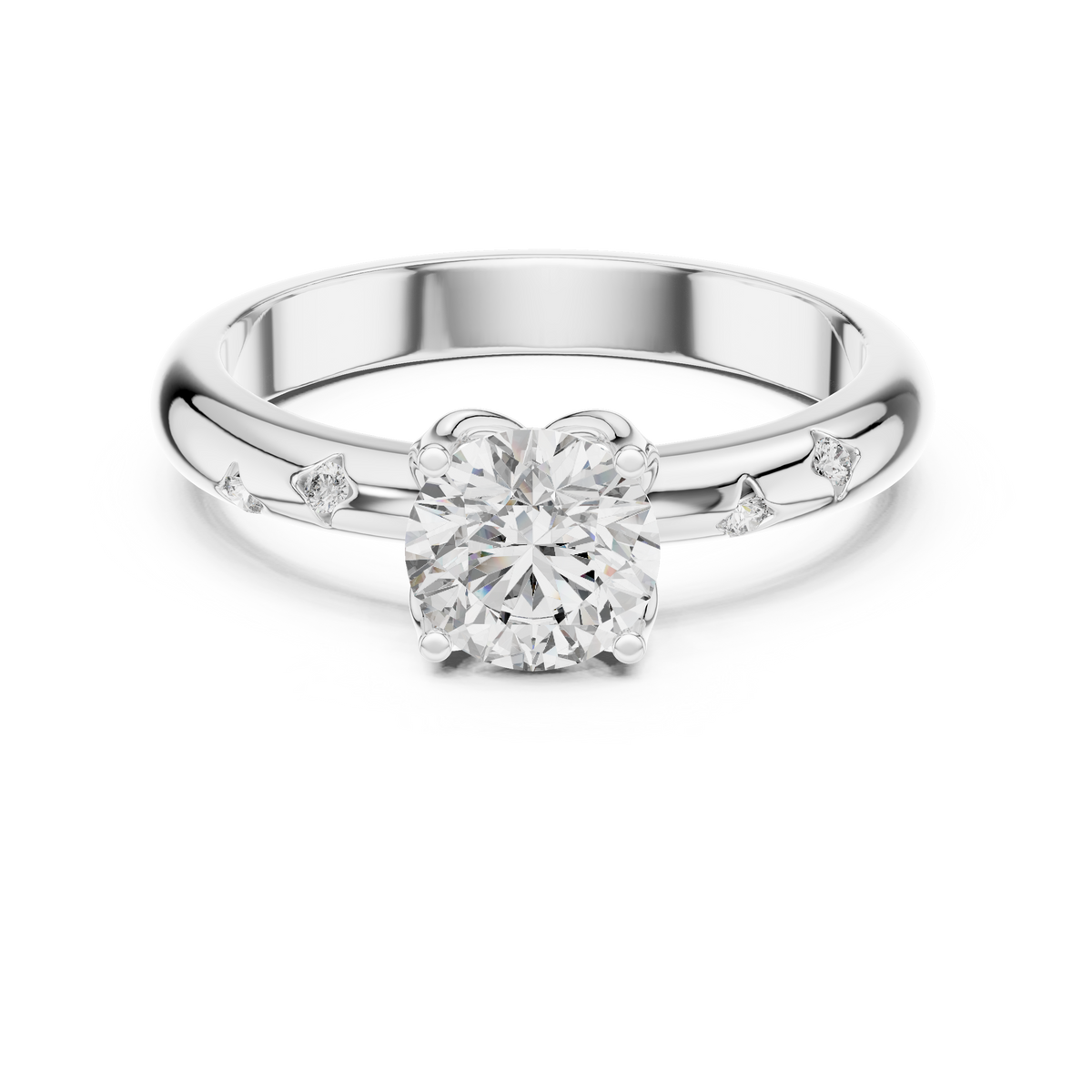 Round Cut Brilliant Moissanite VVS1 Eternity Engagement Ring
