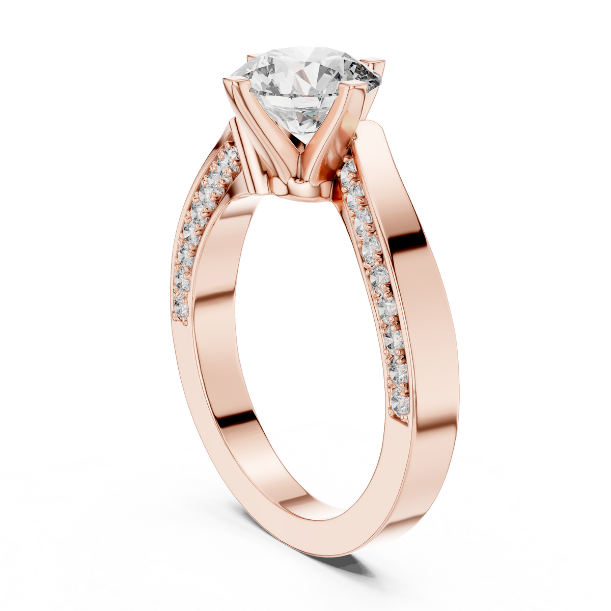 Round Cut Brilliant Moissanite VVS1 Eternity Engagement Ring