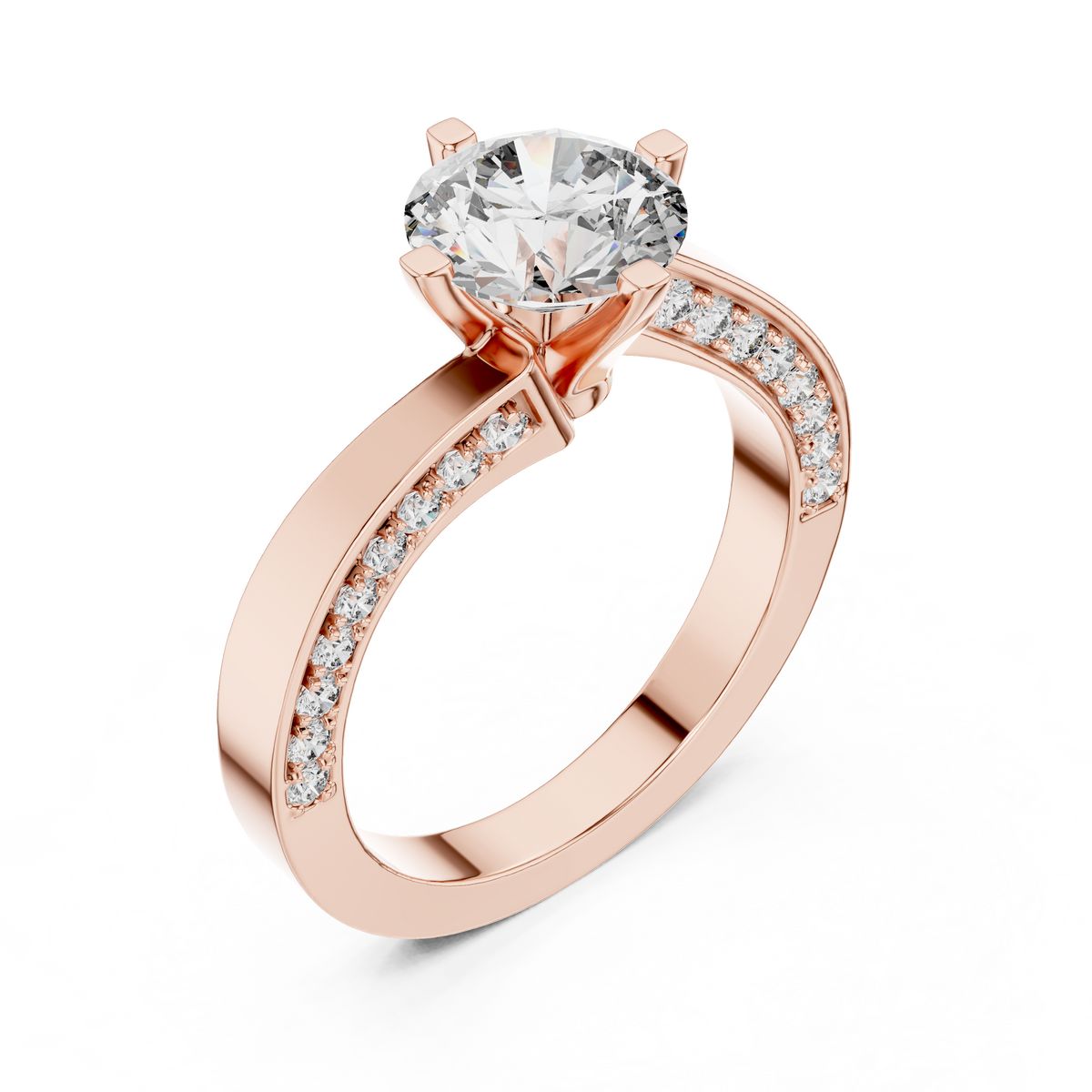 Round Cut Brilliant Moissanite VVS1 Eternity Engagement Ring