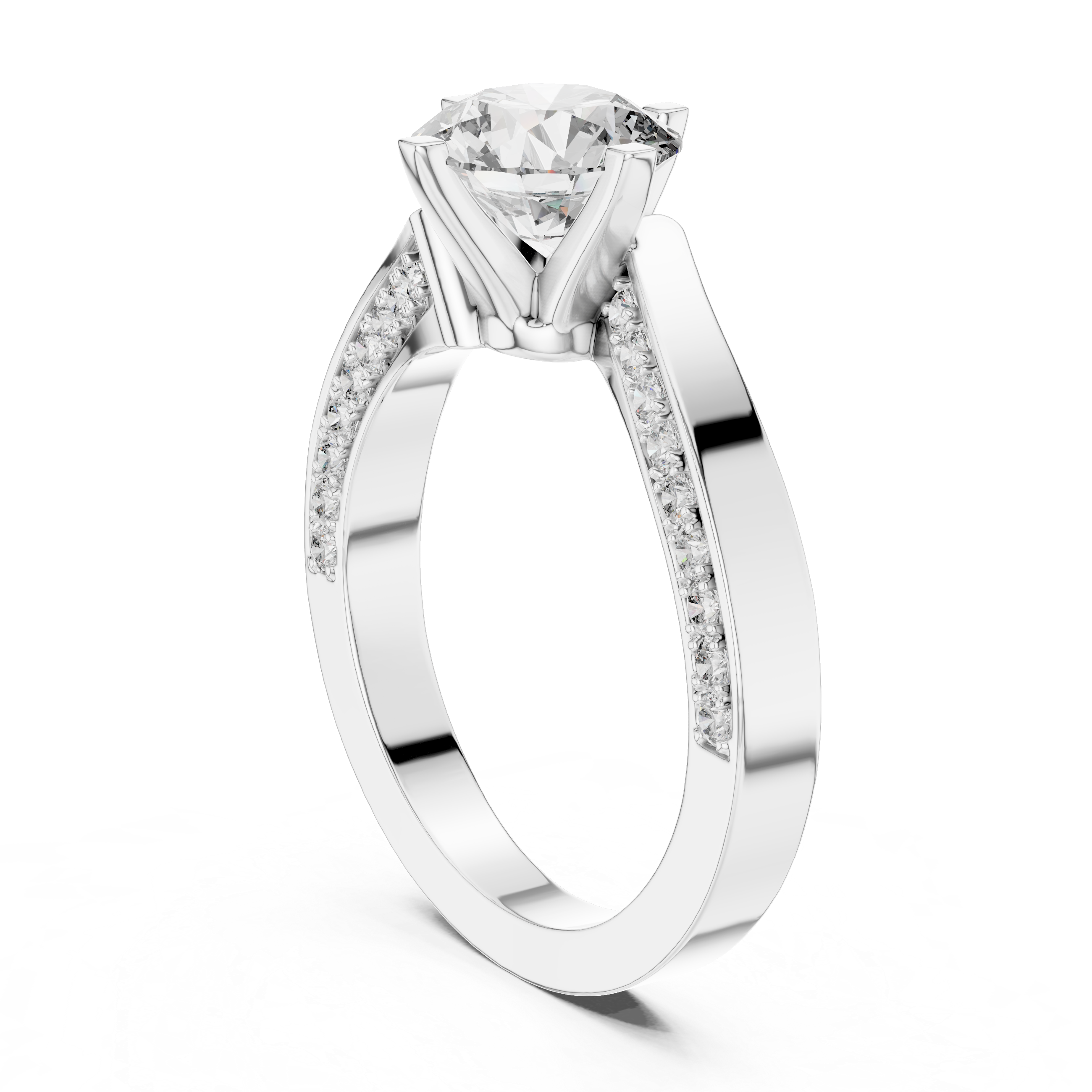 Round Cut Brilliant Moissanite VVS1 Eternity Engagement Ring