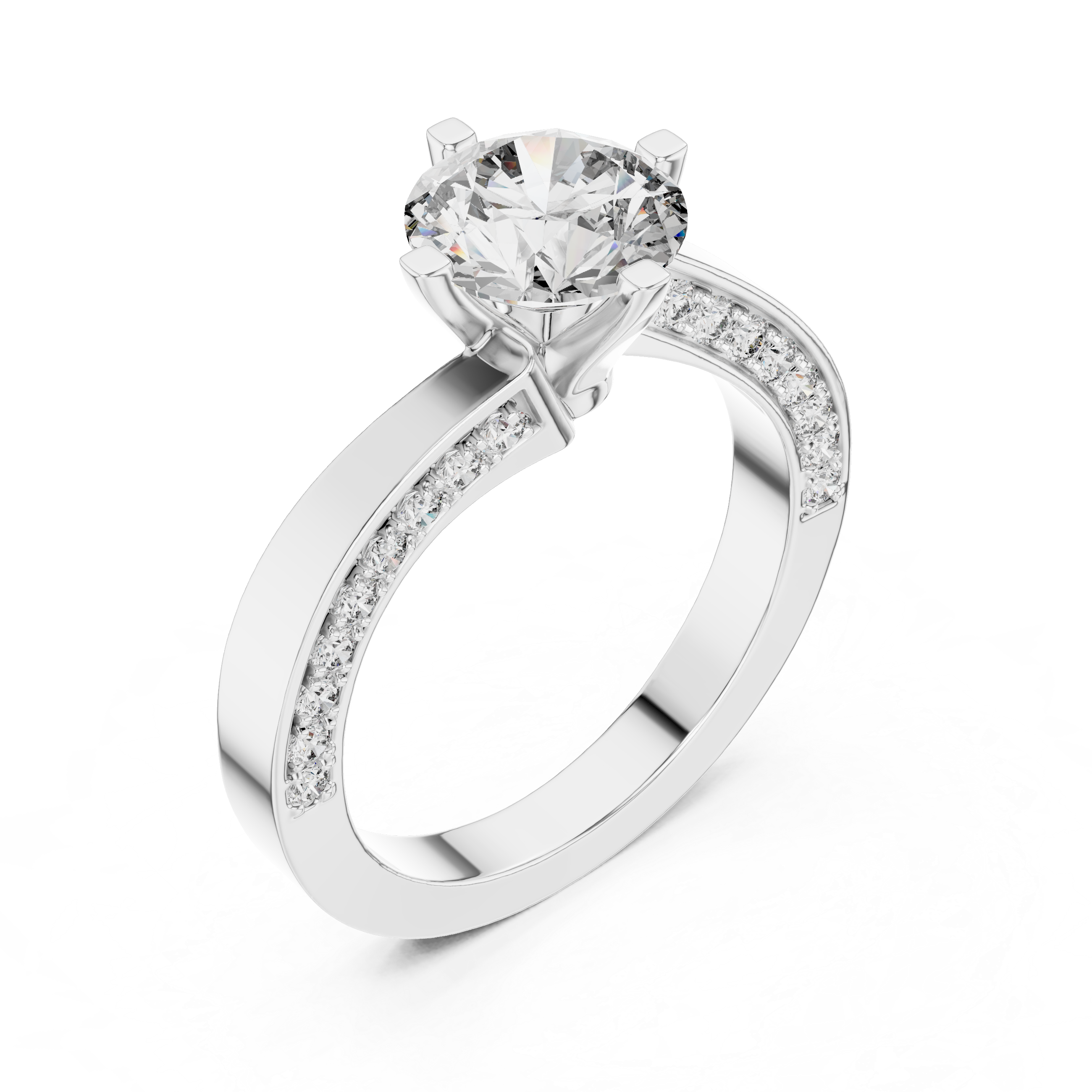 Round Cut Brilliant Moissanite VVS1 Eternity Engagement Ring