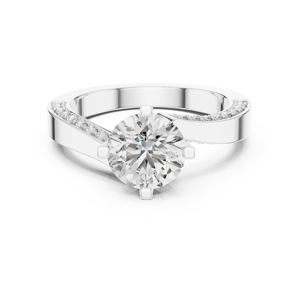 Round Cut Brilliant Moissanite VVS1 Eternity Engagement Ring