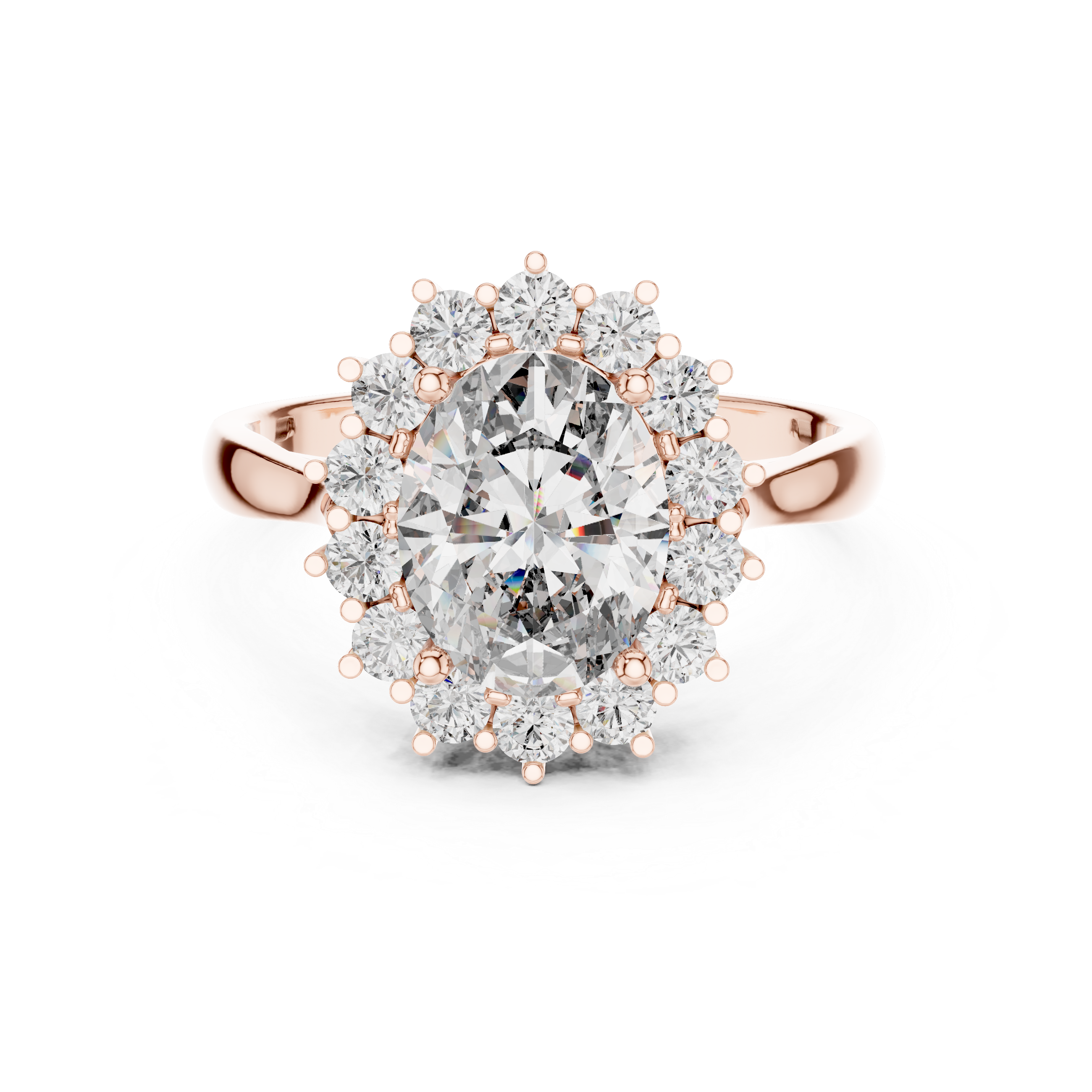 Oval And Round Brilliant Moissanite VVS1 Eternity Engagement Ring
