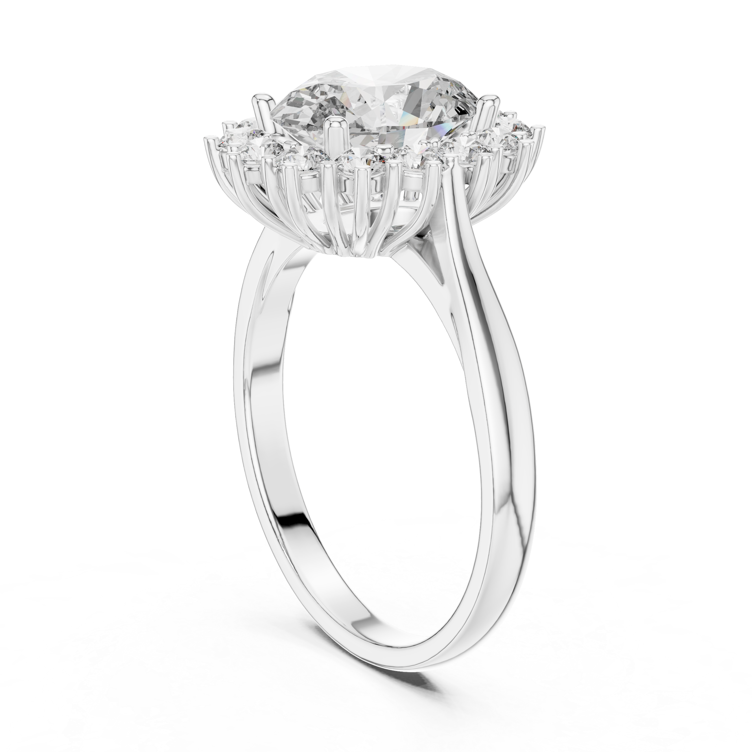 Oval And Round Brilliant Moissanite VVS1 Eternity Engagement Ring
