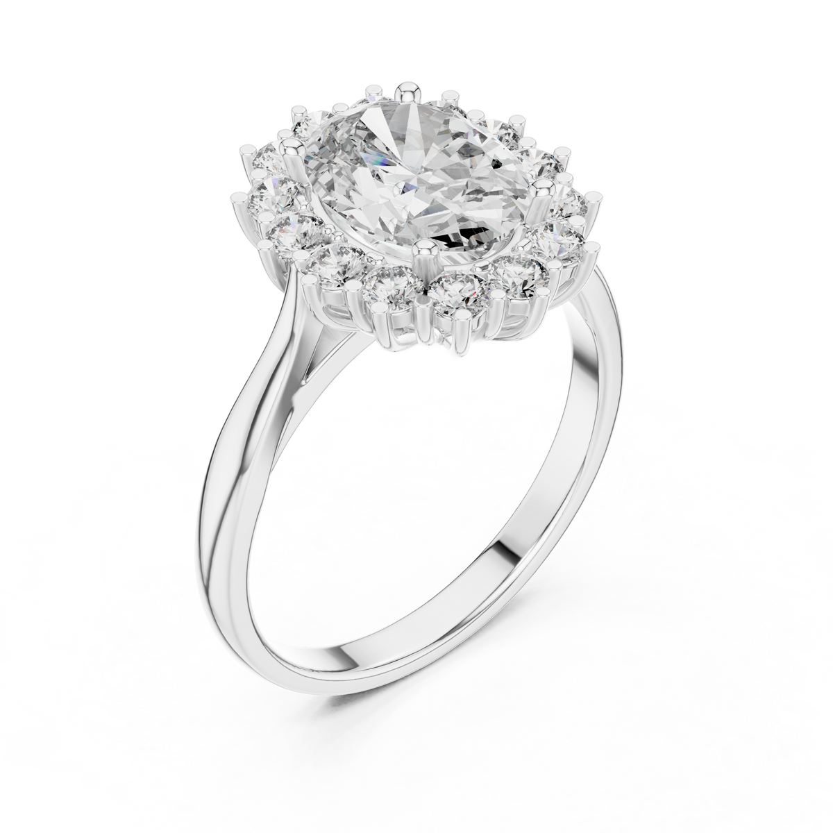 Oval And Round Brilliant Moissanite VVS1 Eternity Engagement Ring