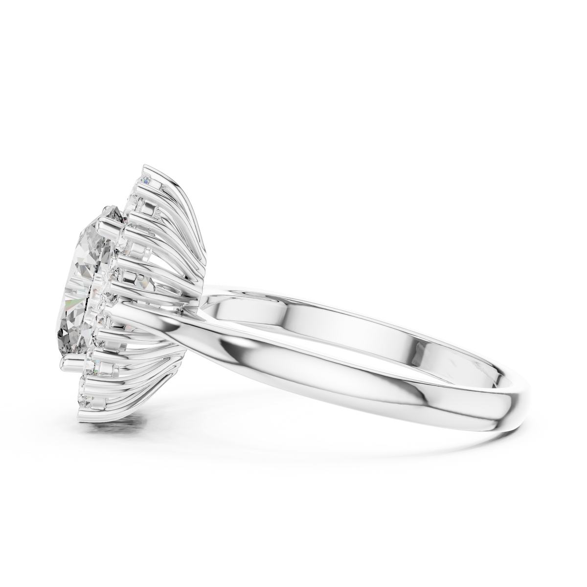 Oval And Round Brilliant Moissanite VVS1 Eternity Engagement Ring