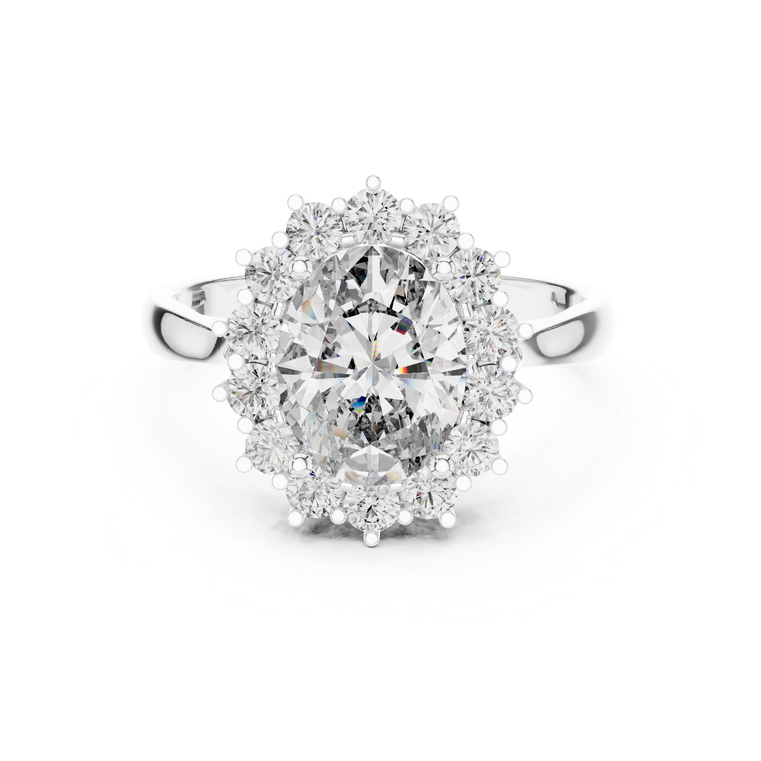Oval And Round Brilliant Moissanite VVS1 Eternity Engagement Ring