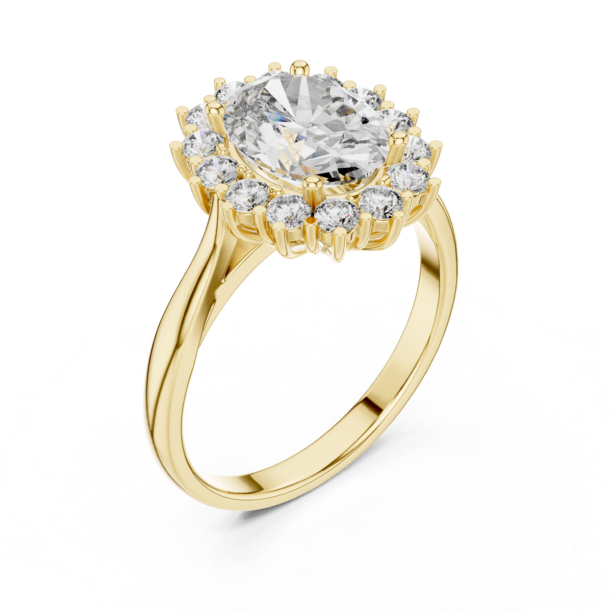 Oval And Round Brilliant Moissanite VVS1 Eternity Engagement Ring