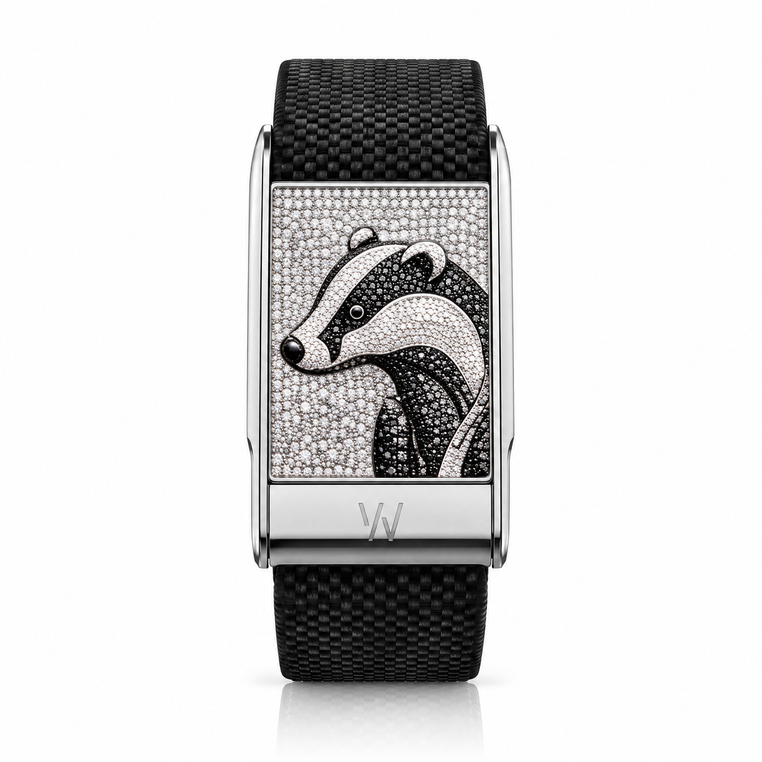Badger Diamond WHOOP 5.0 case set with moissanite – front view – Zius Jewels