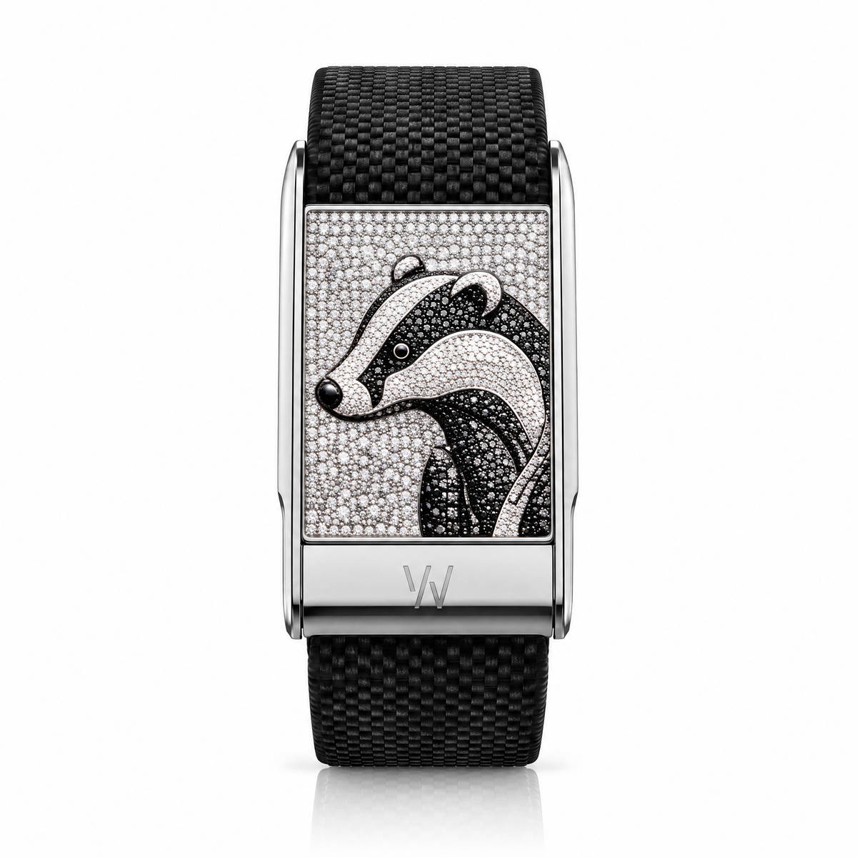 Badger Diamond WHOOP 5.0 case set with moissanite – front view – Zius Jewels