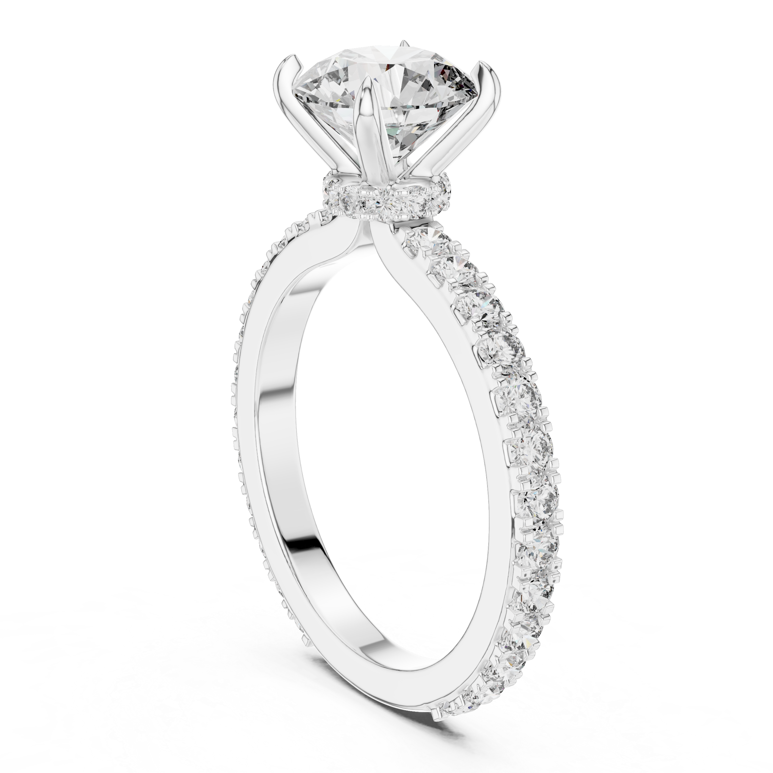 Round Cut Brilliant Moissanite VVS1 Eternity Engagement Ring