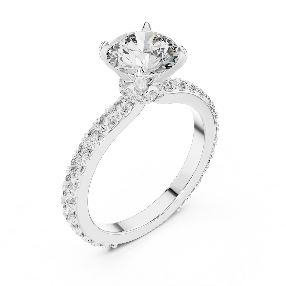 Round Cut Brilliant Moissanite VVS1 Eternity Engagement Ring