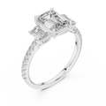 Emerald And Round Brilliant Moissanite VVS1 Eternity Engagement Ring