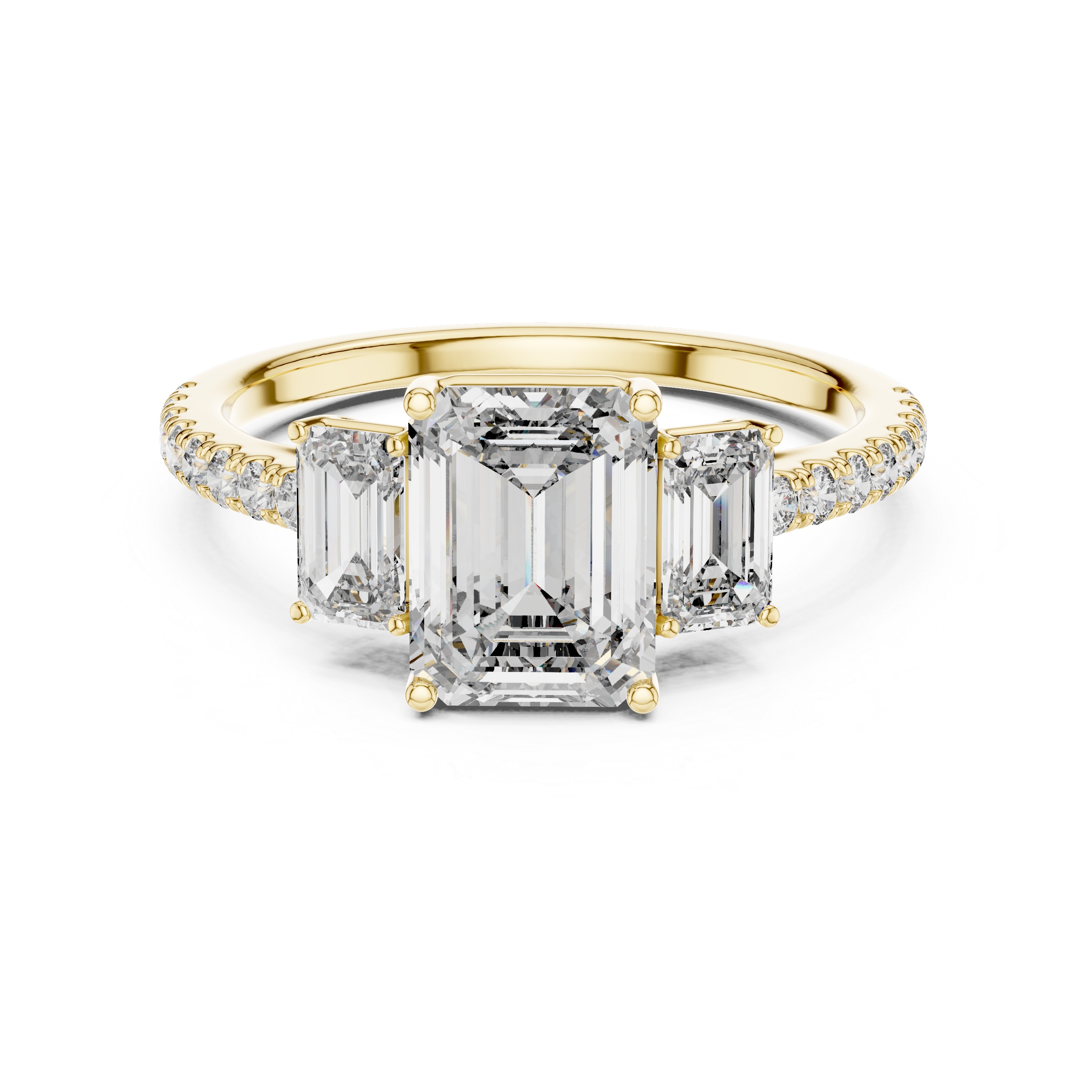 Emerald And Round Brilliant Moissanite VVS1 Eternity Engagement Ring