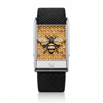 Bee & Honeycomb Diamond WHOOP 5.0 case set with moissanite – front view – Zius Jewels