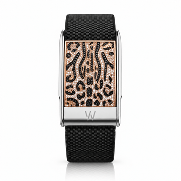 Leopard Print Diamond WHOOP 5.0 case set with moissanite – front view – Zius Jewels