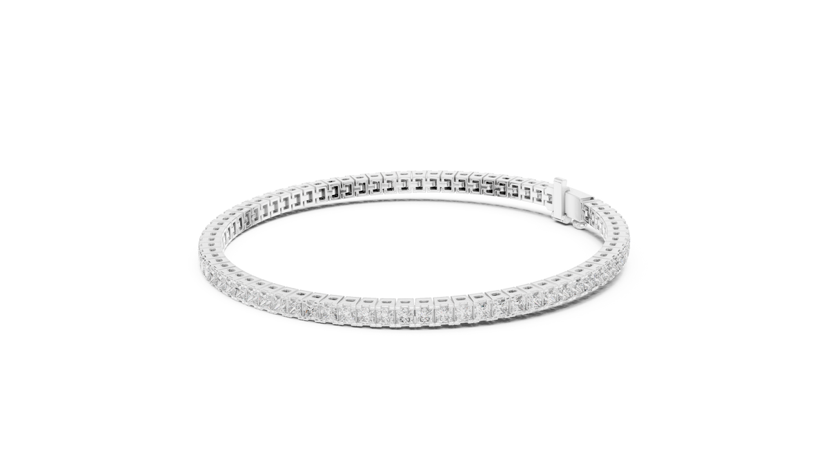 Rose Gold Princess-Cut Moissanite Tennis Bracelet – Sleek Square Stone Elegance