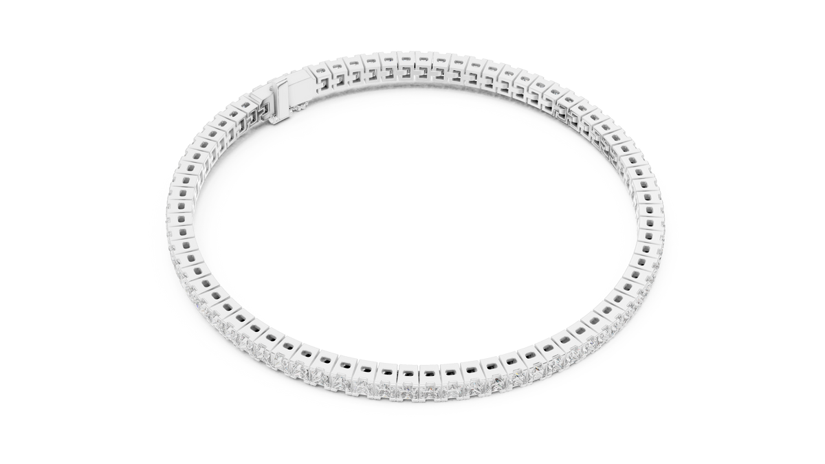Rose Gold Princess-Cut Moissanite Tennis Bracelet – Sleek Square Stone Elegance