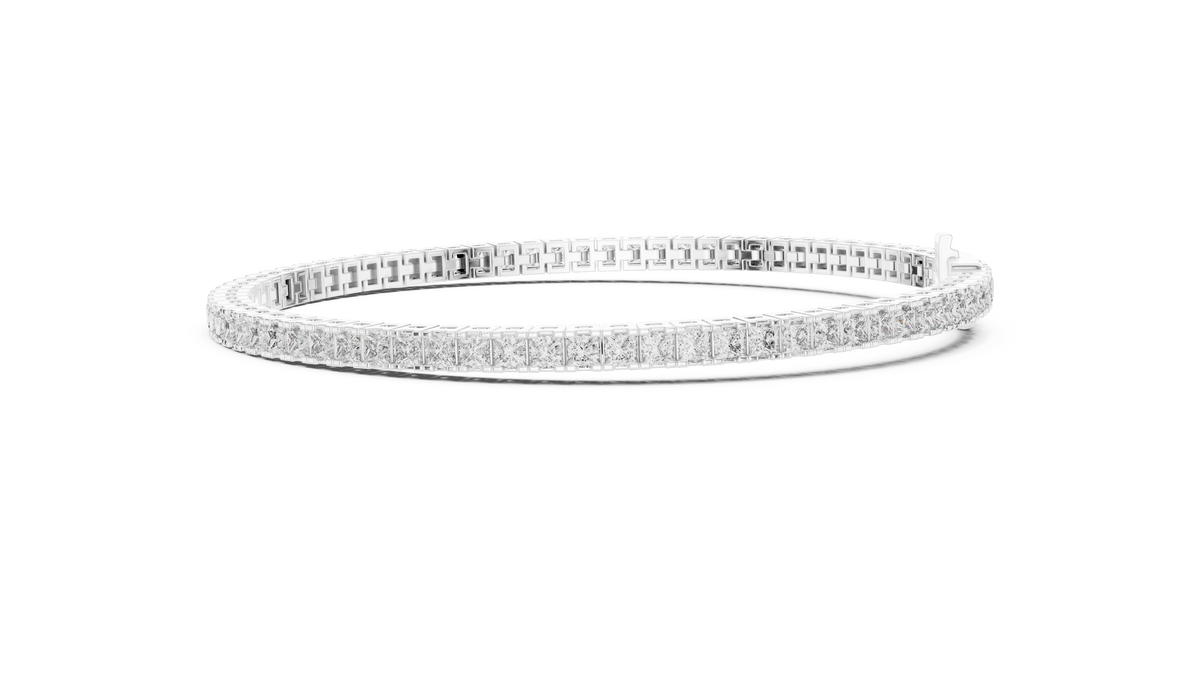 Rose Gold Princess-Cut Moissanite Tennis Bracelet – Sleek Square Stone Elegance