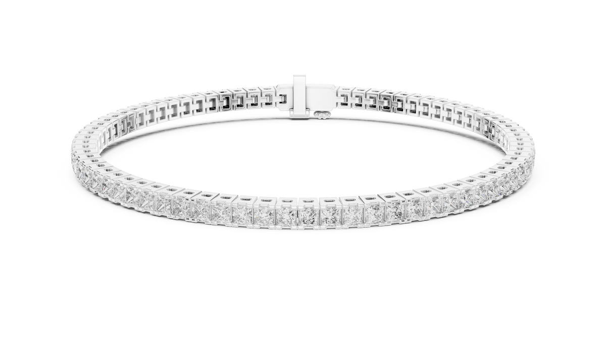 Rose Gold Princess-Cut Moissanite Tennis Bracelet – Sleek Square Stone Elegance
