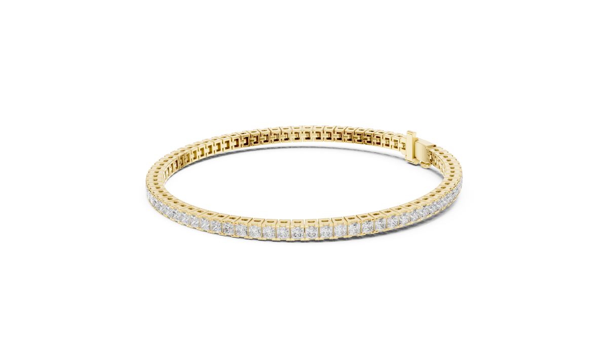 Rose Gold Princess-Cut Moissanite Tennis Bracelet – Sleek Square Stone Elegance