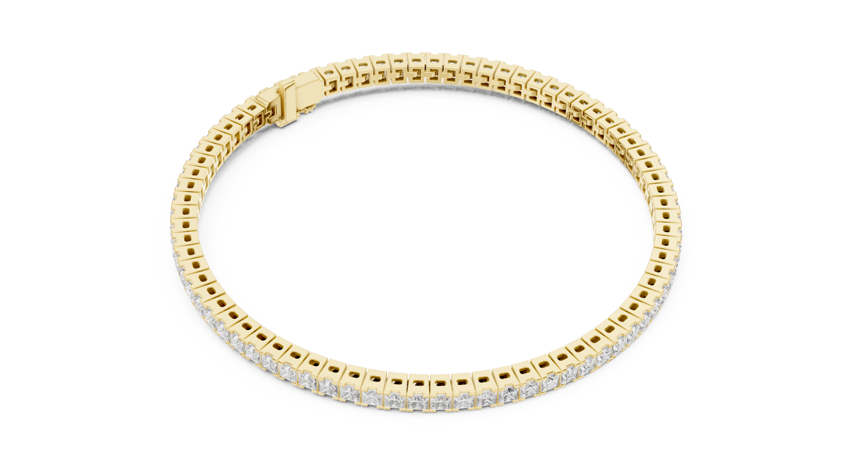 Rose Gold Princess-Cut Moissanite Tennis Bracelet – Sleek Square Stone Elegance