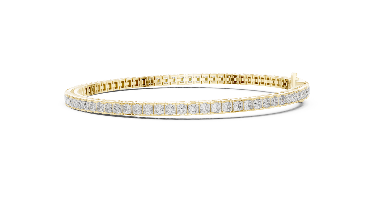 Rose Gold Princess-Cut Moissanite Tennis Bracelet – Sleek Square Stone Elegance