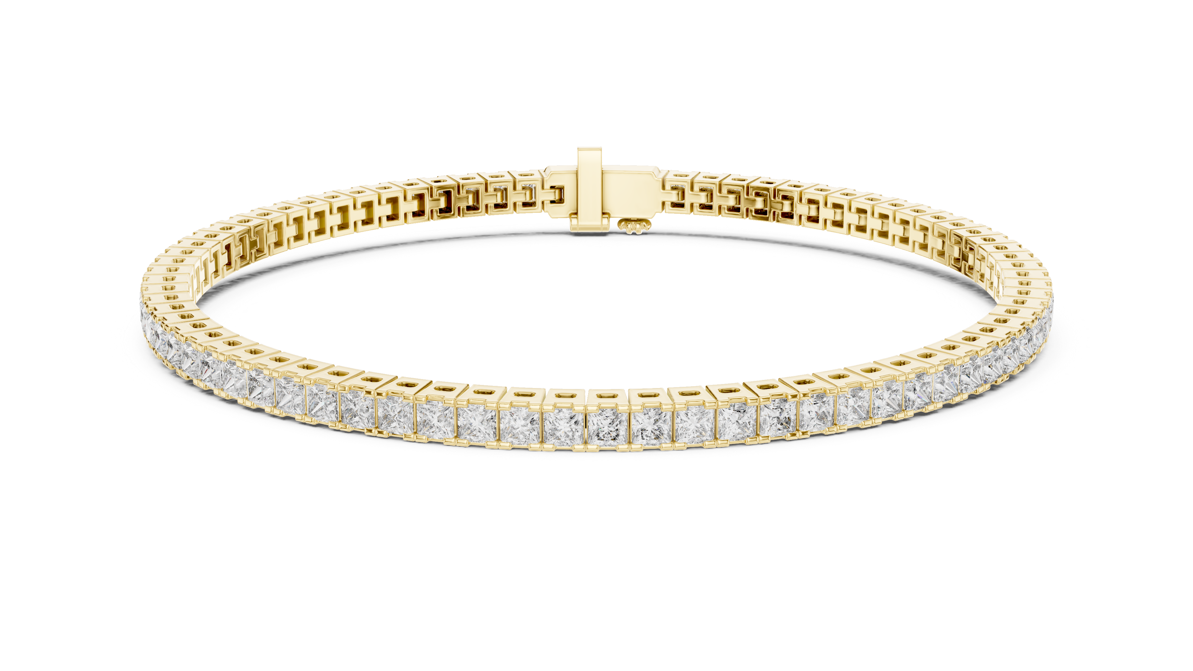 Rose Gold Princess-Cut Moissanite Tennis Bracelet – Sleek Square Stone Elegance